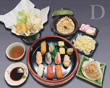 豪華寿司御膳と鶏ちゃんこ鍋+帆立焼き